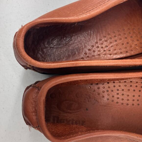 Dexter Comfort Brown Leather Tassel Fringe Block Heel Slip On Loafer Shoes - Picture 9 of 11